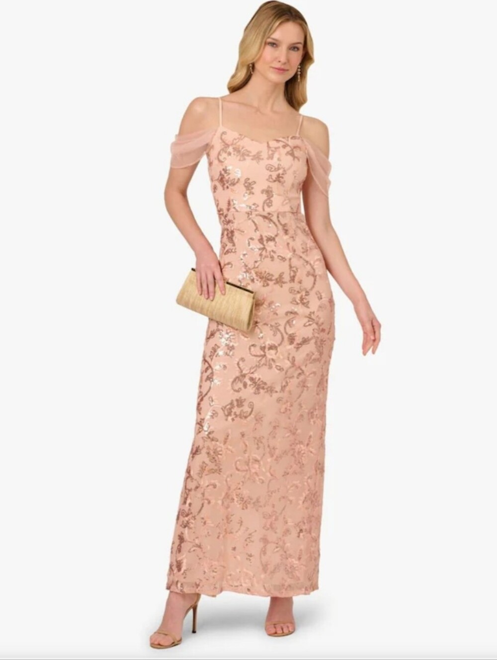 Adrianna Papell Pink Papell Studio Sequin Embroidery Gown